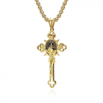 Saint Benedict Cross & Inscriptions Crucifix Necklace Amen Artisan