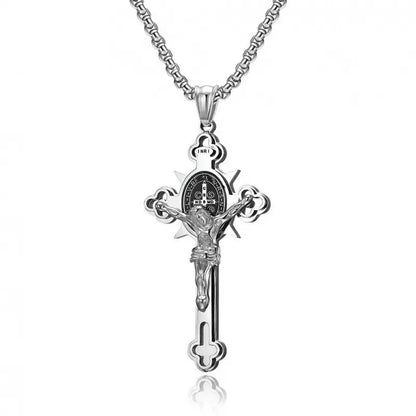 Saint Benedict Cross & Inscriptions Crucifix Necklace Amen Artisan